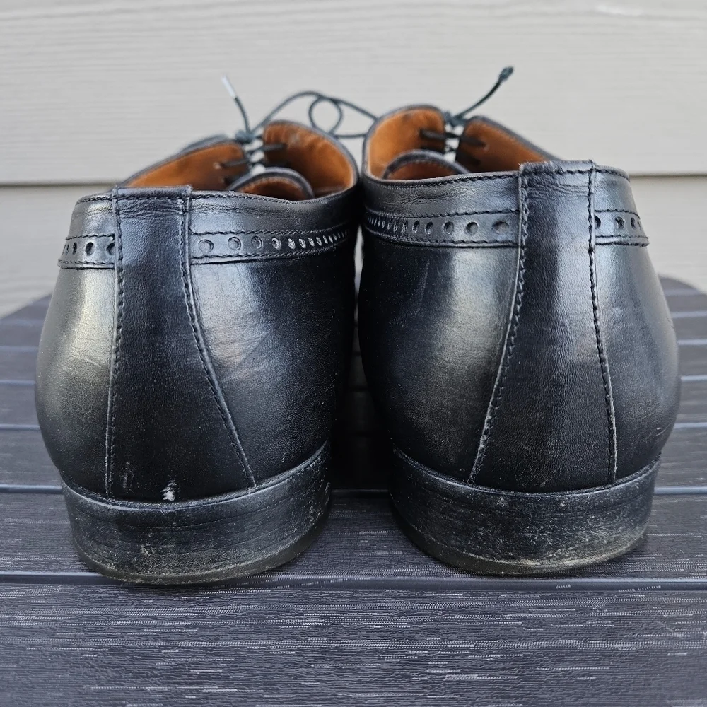 Salvatore Ferragamo Studio Italy Black Leather Wingtip Brogue Oxford Shoe 11.5 D